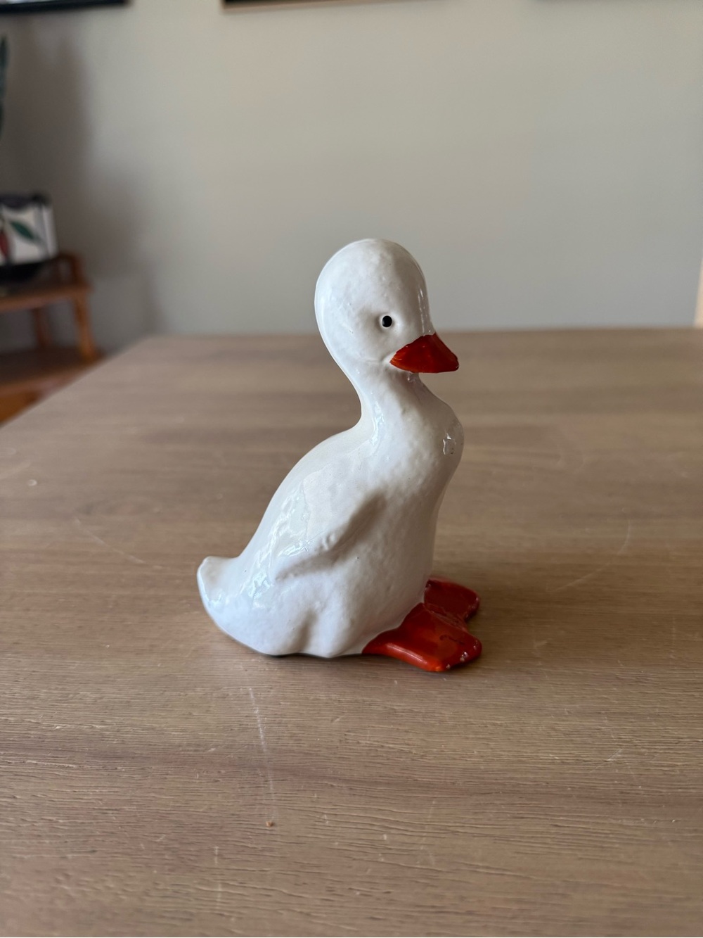 Vintage cottage core cast iron hand painted duck figure